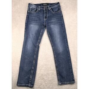 True Luck Jeans Mens 30x32 Blue Dark Wash Cotton Stretch Straight Leg Denim